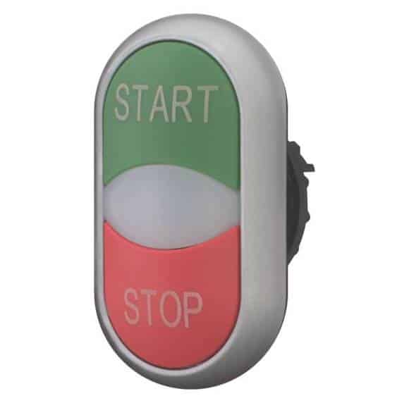 Buton Aksesuarı: İkili Buton Kafası, Yaylı, Yeşil (START) / Kırmızı (STOP)