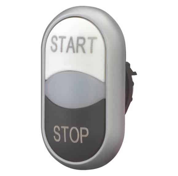 Buton Aksesuarı: İkili Buton Kafası, Yaylı, Beyaz (START) / Siyah (STOP)